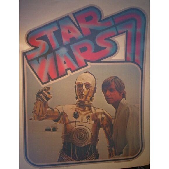 Original Vintage 1977 Star Wars Iron On Transfer Luke Skywalker C3PO - Picture 1 of 6